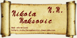 Nikola Maksović vizit kartica